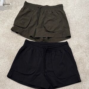 Old Navy Olive and Black Elastic Waist Shorts Set